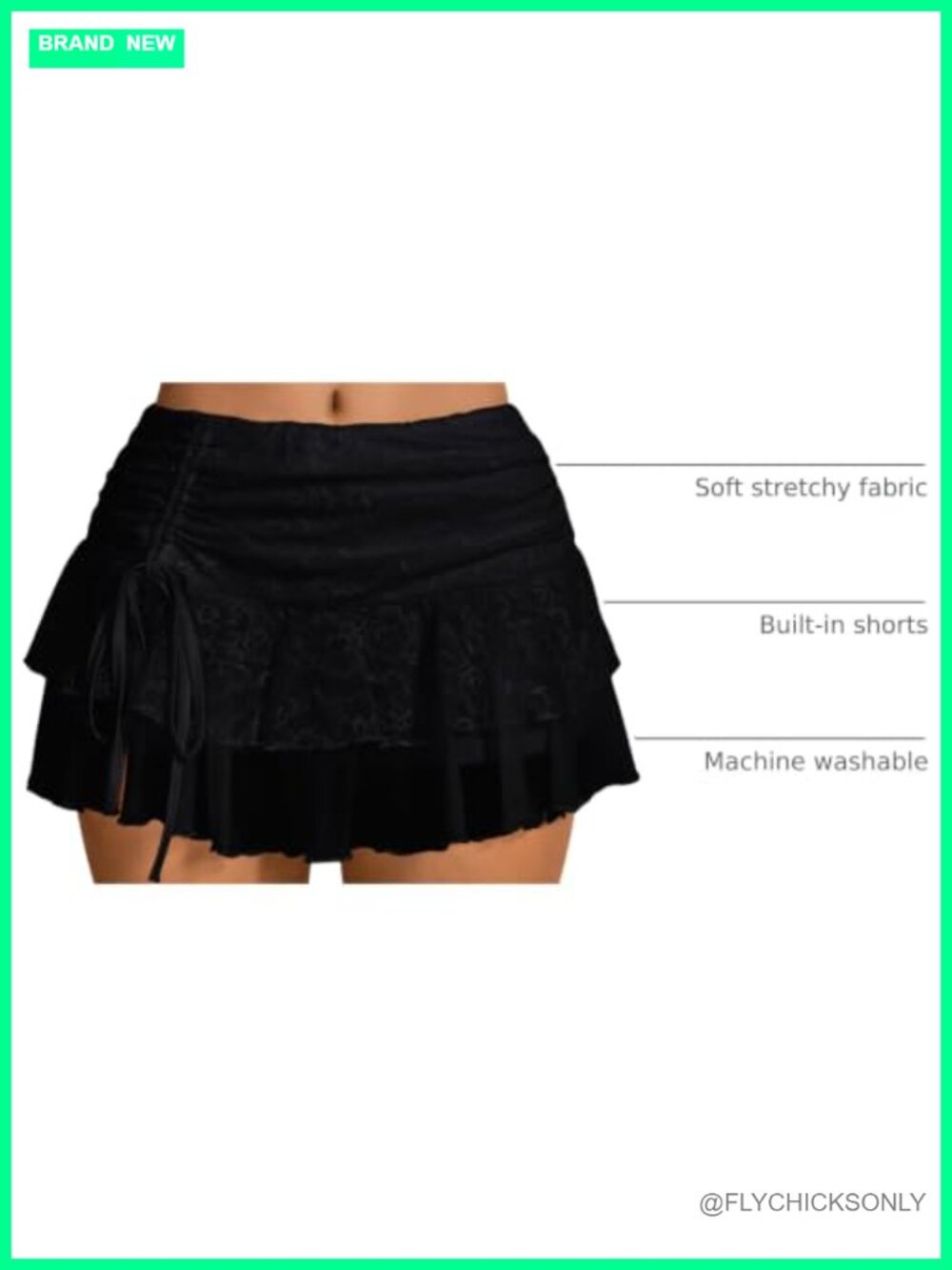 Y2k Lace Ruffle Mini Skirt Low Rise Drawstring - Picture 3 of 5